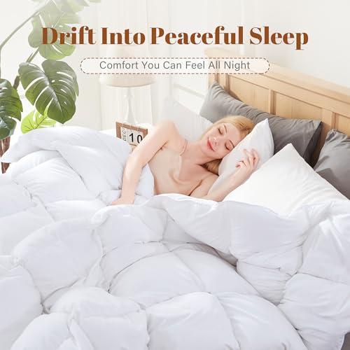 Cosybay Feather and Down Fiber Comforter Insert Cal King, 100% Cotton Cover