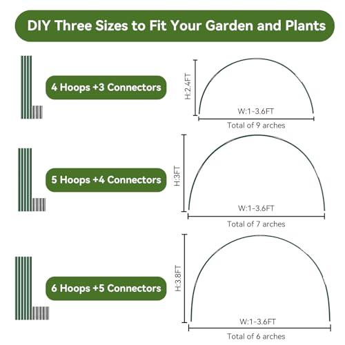 Garden Netting Kit for Raised Beds, 10x50FT Ultra Fine Mesh Netting ＆6 Sets Fiberglass Garden Hoops, Insect Netting for Garden Plant Row Cover Vegetable Flowers Protection Barrier