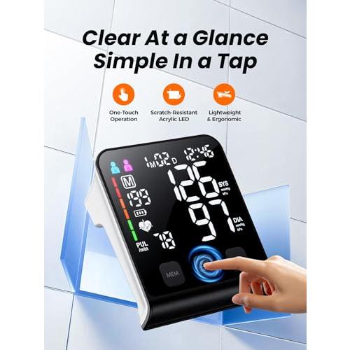 FDA-Cleared Blood Pressure Monitor, FSA&HSA Eligible Home & Travel BP Machine, Adjustable Wide-Range Cuff for Seniors & Pregnancy, Stores Previous Readings, Accurate Daily Health Tracking | Large LED Backlit Display Blood Pressure Machine FSA&HSA Eligible Adjustable Wide-Range Cuff 3*199 Sets Memory USB-C/4 AAA