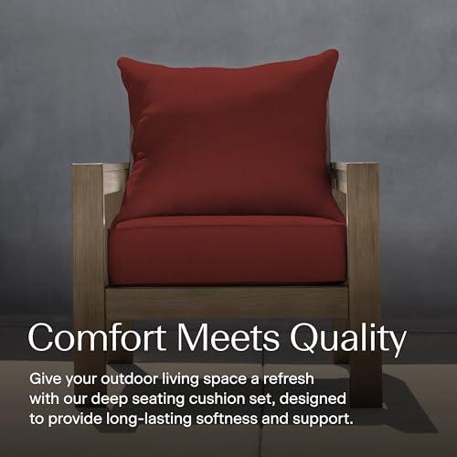 Henna Honeycomb Outdoor Deep Seat, Textured Solid Henna Chair Cushion for Patio Furniture