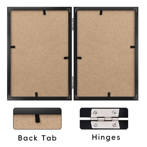 8x10 Picture Frames Double Black Photo Frame Folding Vertical Stand Display Side by Side