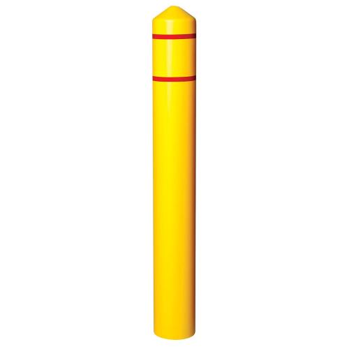Eagle Bollard Covers for 8 Inch Poles - 57 Tall, Durable Smooth HDPE Plastic - Trimmable Yellow Bollard Post Sleeve for Parking Lots, Warehouses, and Loading Docks, 1737YRS