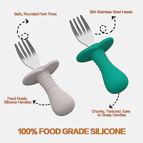 4Pcs Toddler Forks, Stainless Steel Baby Self-Feeding Utensils, BPA-Free