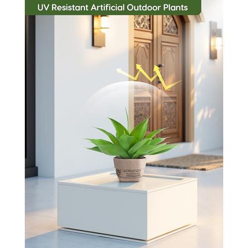 Velener Fake Agave with Burlap Bag, Artificial Plant Outdoor Agave - Fake Plants for Indoor and Outdoor Decor(15 Inch)