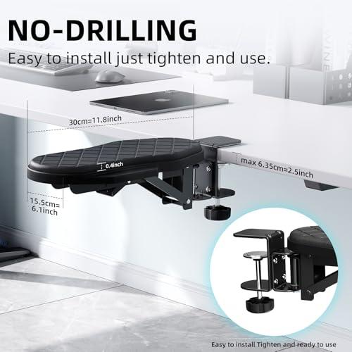 CABTE Ergonomics Desk Extender Tray, Table Mount Arm Wrist Rest Shelf