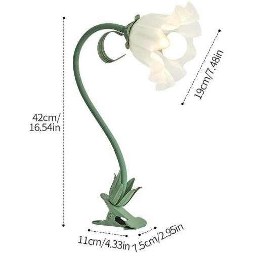 Flower Clip Table lamp, Country Style Study Desk lamp, Bedroom Bedside Clip Table lamp, Pink*** Flower-Decorated Night Light