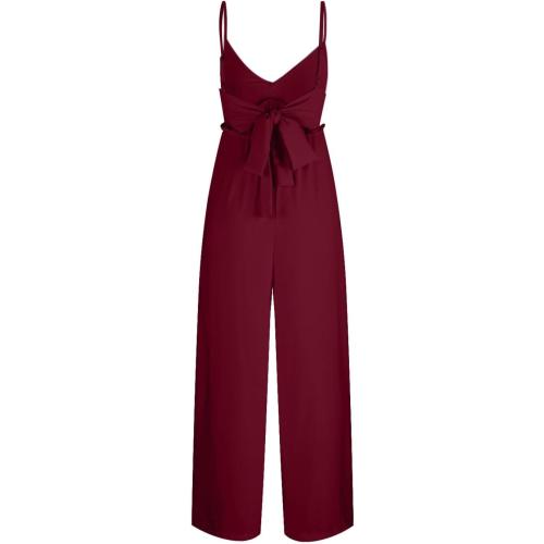 CEFIAN SIZE LARGE COLOR RED Womens Overalls V Neck Jumpsuit Spaghetti Straps Casual Loose Sleeveless Wide Leg Pants Romper Outfits with Pockets