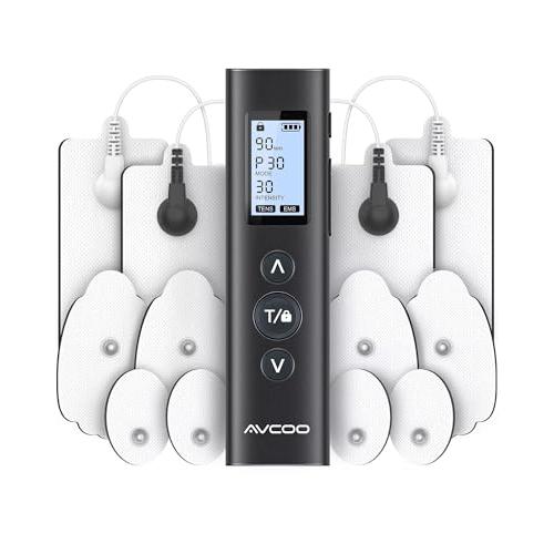 AVCOO 30 Modes TENS EMS Unit Muscle Stimulator for Pain Relief, 12 Pcs Pads