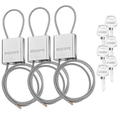 Cable Locks 1-Pack | Keyed Alike Adjustable Cable Padlock｜Len 3.28ft(1m) with 6 Same Keys/Set for Bikes, Gate, Lockers, Gun & Outdoor Gear | Weatherproof & Silver
