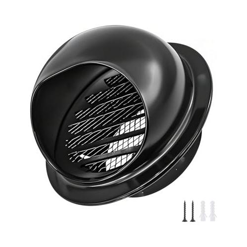 3 Vent Round Cover, Stainless Steel Wall Round Vent Hole Ventilating Cover, Air Ventilation and Exhaust Wall Vent Outlet Hood, HVAC Ducting Vent Cover (Black 1pcs 3inch)