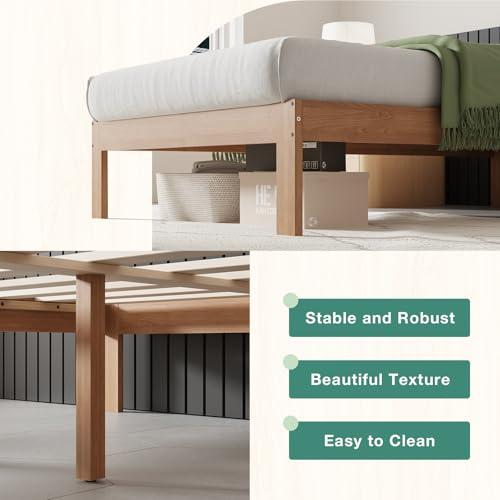 Novilla 12 Inch Wooden Twin Bed Frame, Classic Solid Wood Platform Bed Frame Twin Size, Sturdy Wood Slat Support, No Box Spring Needed, Easy Assembly