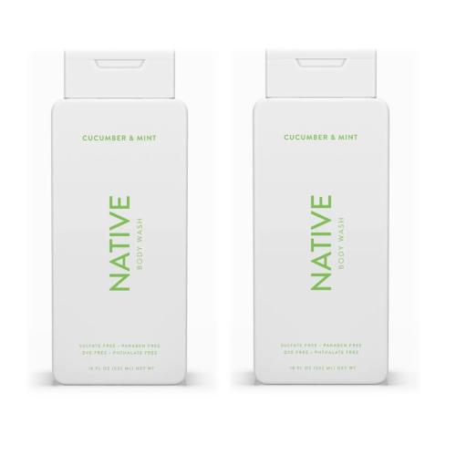 Native Body Wash Contains Naturally Derived Ingredients | For Women & Men, Sulfate, Paraben, & Dye Free Leaving Skin Soft and Hydrated | Cucumber & Mint 18 oz - 2 Pk