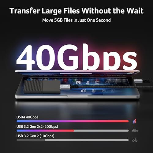 Acer USB4 Cable 40Gbps, 8K@60Hz Thunderbolt 4/3 Cable (3.3FT, 240W)