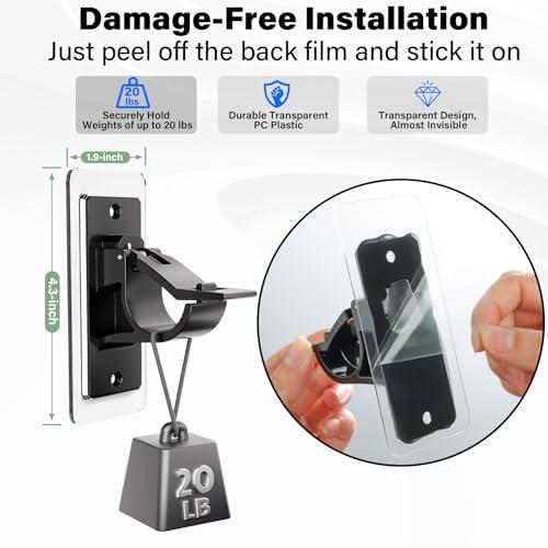 6 Pack Self Adhesive Rod Brackets, No Drill Needed Curtain Rod Holders, Nail Free Stick on Curtain Rod Hooks, Curtain Hangers for Bathroom, Bedroom, Livingroom, Hold up to 20lbs on Smooth Surface