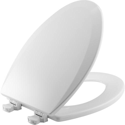 White Bemis 1500EC 390 Lift-Off Wood Elongated Toilet Seat, Cotton White (Pack of 1)