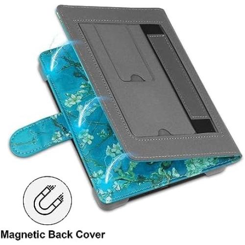 HoYiXi Universal Case Compatible with 6.8-7 Kobo/Pocketbook/TolinoKindle Paperwhite/Kobo Clara HD/Kobo Clara 2E Leather Stand Cover for 6-6.8'' E-Book eReader,Flower