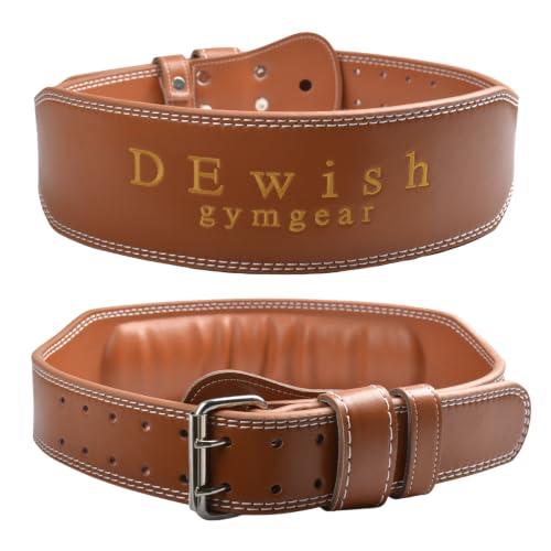 Leather Weightlifting Belt, 10 Adjustable Holes, 4”Width, Double Prong Power Belt for Gym Bodybuilding, weightlifting, powerlifting, squats and deadlifts