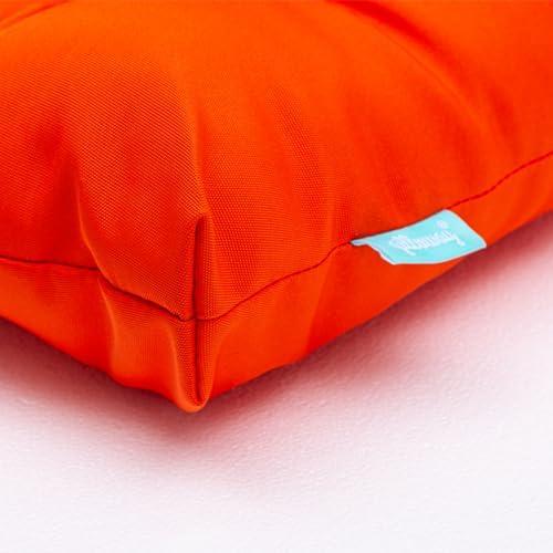QILLOWAY Outdoor Rocking Chair Cushions Set of 2, 100% Polyester Waterproof Patio Rocking Chair Cushion, High Back Weatherproof Chair Pad for Adirondack & Outdoor Furniture, All Orange