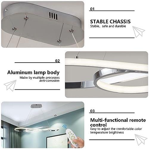 Modern Chandelier,Led Chandelier for Kitchen Island Lighting,Modern Led Pendant Light for Kitchen Island Chandelier Over Table,Dimmable Modern Chandeliers for Dining Room Light Fixture with Remote
