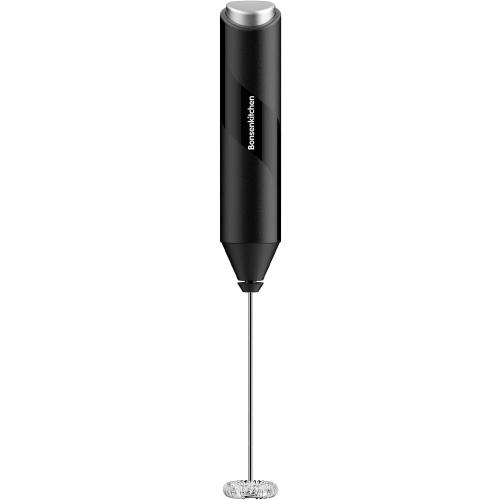 Bonsenkitchen Powerful Milk Frother for Coffee, Fast Handheld Drink Mixer with Stainless Steel Whisk, Battery Operated Hand Frother Stirrer Wand-Black
