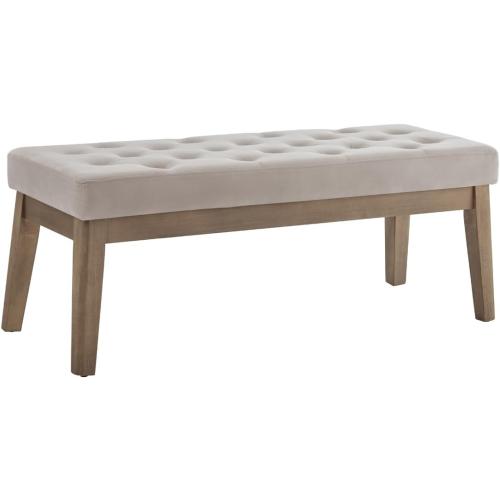Velvet Upholstered Buttons Tufted Entryway Bench with Solid Wood Leg,Bed Bench Ottoman with Padded Seat,5034-Taupe