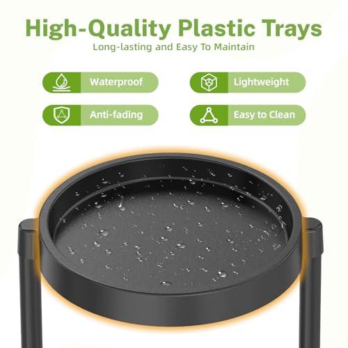 iDavosic.ly 6 Tier Folding Plant Stand Indoor Outdoor, Plastic Tray, Black
