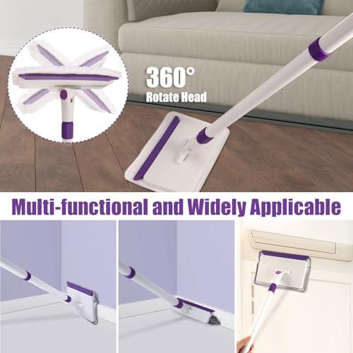 Baseboard Cleaner Tool with Handle, 60 Extendable Long Handle Baseboard Cleaner with 5 Reusable Pads for Baseboards Cleaning, Ceiling, Wall, Floor, Bathroom Kitchen