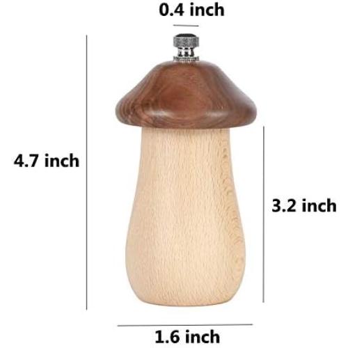 Sizikato 2pcs Cute Mushroom Wooden Pepper Grinder Mill