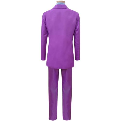 Size Large Kira Yoshikage Cosplay Costume Purple Suit and Striped Shirt Set for Halloween Masquerade Party Anime Exhibition(L)