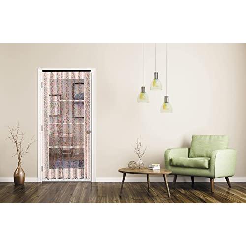 36 inches x 79 inches (Rainbow) FlavorThings 41 Strands Rainbow Colorful Hippie Boho Bohemian Natural Wooden Door Beaded Curtain Doorway Beads Bamboo Beads