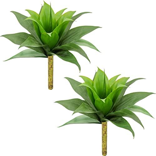 Artificial Agave Succulent Plants, 18 Inch Faux Succulents Stems Fake Plant for Home Office Garden Yard Indoor Outdoor Decor, 2 Pack