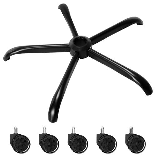 Frassie 28 Inch Office Chair Metal Base Replacement Heavy Duty 2500 Lbs Computer Desk Chair Stool Base Part with 5 Casters