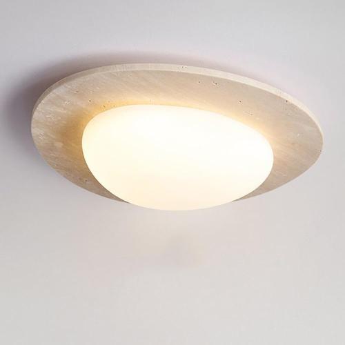 Nordic Natural Yellow Travertine Hallway Ceiling Light Japanese Wabi Sabi Style Kitchen Flush Mount Ceiling Lamp Mid Century Modern Cloakroom Chandelier for Bedroom Living Room Aisle Stairs