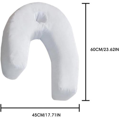 J-Shaped Side Sleeping Pillow with Ear Hole, Ergonomic Side Sleeper Neck Pillow for Neck and Shoulder Pain, Memory Foam Support, Perfect for Side Sleepers, Pregnancy & Hip, Back, Sciatica Relief