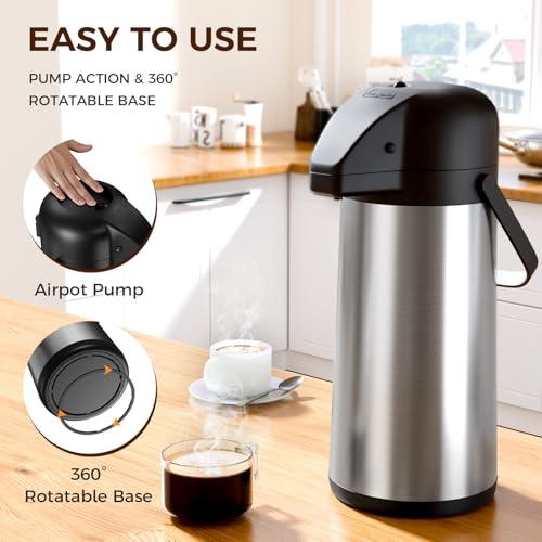 Coffee Carafe for Keeping Hot, 102OZ / 3L Airpot Coffee Dispenser with Pump