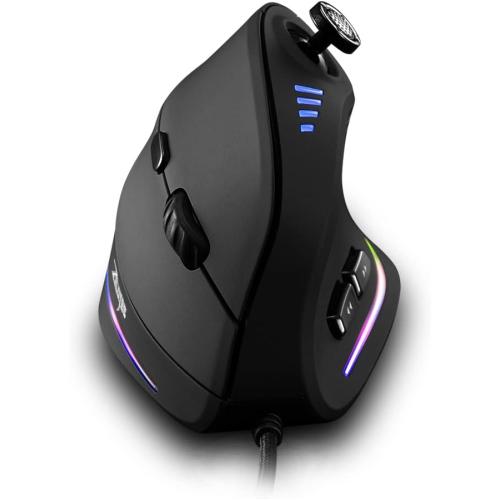 zelotes Wired Gaming Mouse with Joystick,10000DPI,11 Programmable Buttons,RGB,USB Optical Corded Vertical Ergonomic Mouse,Mice for Laptop,PC,Mac,Black
