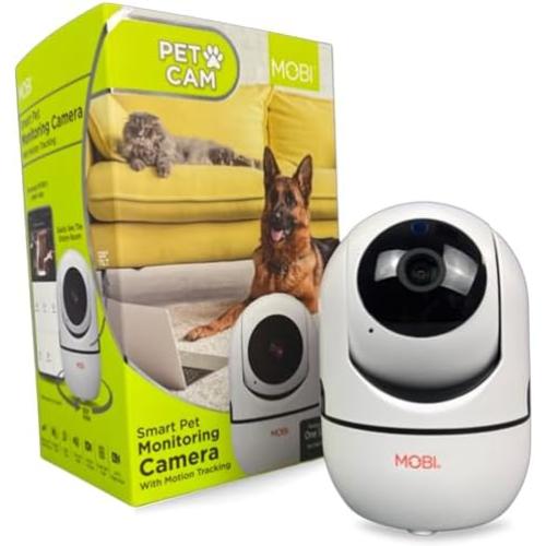MOBI MobiCam HDX Wi-Fi Pan & Tilt Smart Pet Monitoring Camera, Pet Video Monitor, Night Vision IP Camera, Motion Detection, Full HD, Two-Way Audio, Remote View & Recording with Free Smart App