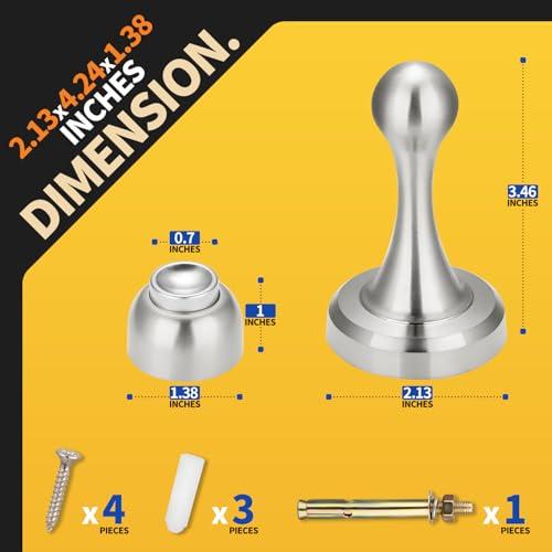 Magnetic Door Stop - Heavy Duty Door Stopper, Premium Stainless Steel, Anti-Rust, Suitable for Various Door Types, Wall & Floor Mount, 1 Pack (1, Stainless Steel)