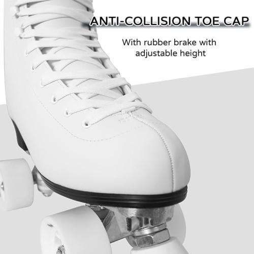Roller Skates for Women with PU Leather High-top Double Row Rollerskates, Unisex-Adult Indoor Outdoor Derby Skate with Adjustable Fast Braking for Beginner