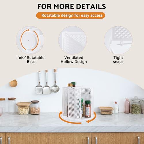 Rotating Paper Cup Dispenser, Cup Holder with 4 Compartments, Disposable Coffee Cup Dispenser Removable, Plastic Cup Storage & Lid Holder for Countertops, Kitchen, Coffee Stations (White)