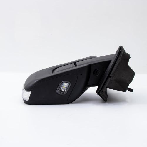 For Ford F150 2021-2024 Door Mirror with Textured Black Cover Manual Folding with Turn Signal Light Puddle Light Power Heated and Blind Spot Glass Temp Sensor 13 Pins Right Passenger Side (W/O Camera)