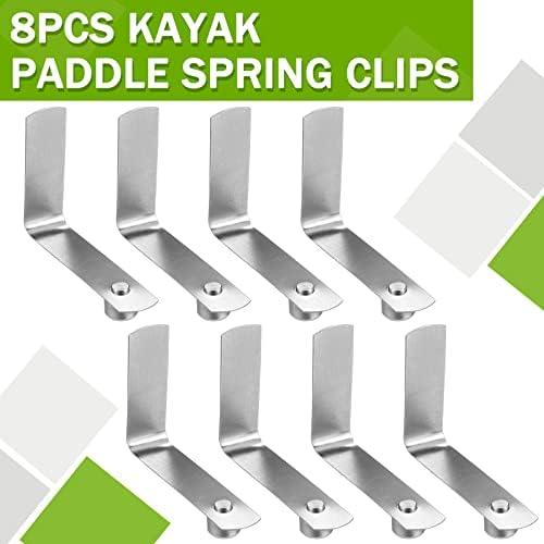 Moxweyeni 8 Pieces Push Button Spring Clips Tent Pole Clips Stainless Steel Kayak Paddle Spring Snap Clips Locking Tube Pin for Camping Kayak Paddle Tent Pole