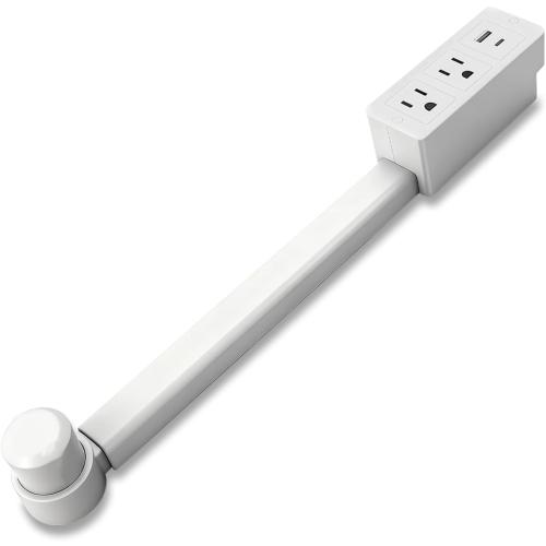 Electrical Outlet Extender - Features USB-A, USB-C and 2 AC Outlets, Free Assembly Extends 18-28, Rotates 180°, Plug Extension Outlet Use Behind Sofas, Nightstands, Desks, Office (White)