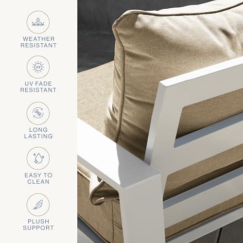 Outdoor Essentials Deep Seat, 24 x 24, Hampton Texture Neutral Chair Cushion for Patio Furniture