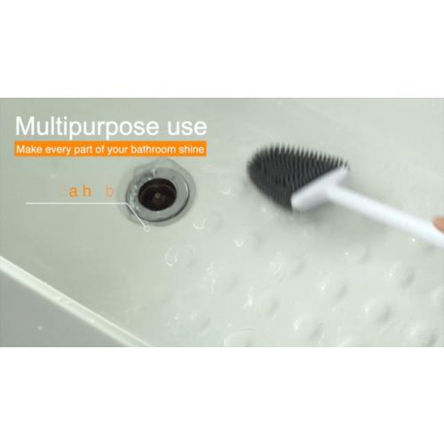 Sellemer Silicone Toilet Brush, Ventilation Slots Holder 1 Pack Pearl White