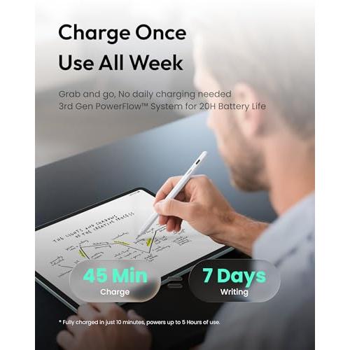 Metapen Pencil Air8 Pro for iPad 2018-2025, Ultra-Quiet, 2X Fast Charging, Palm Rejection Stylus Pen for iPad a16/11/10/9/8/7/6th Gen, Pro 12.9/11/13-inch M4, Air 3/4/5/M2/M3, Mini 5/6th