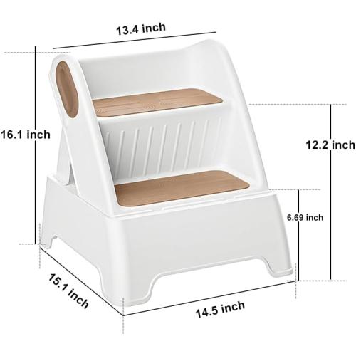 Two Step Stool for Kids,Foldable 2 Step Stool for Toddlers,Non-Slip with Handles Kids Stool for Bathroom Sink,Toilet Bedroom, Potty Training,Kitchen