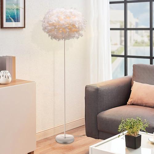 Feather Floor Lamp,Floor Lamps for Living Room,Home Office Bedroom Decor,Floorlamp with White Lampshade,Modern Tall Standing Lamp for Dinningroom,Behind Couch,Girls'room,Corner