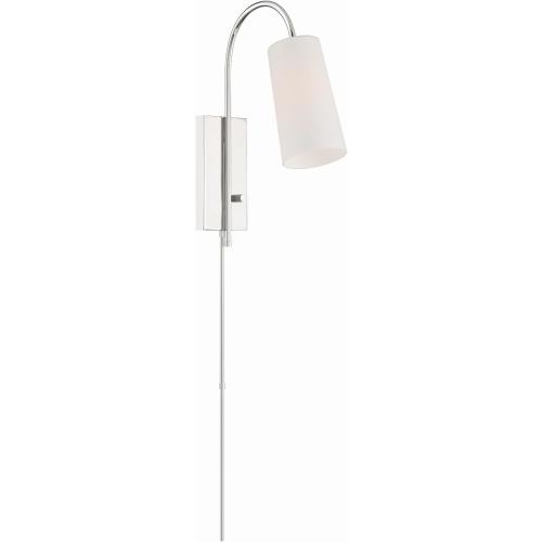 Crystorama Alexa 1 Light Glass Shaded Polished Nickel Task Sconce