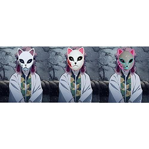 Halloween Demon Killer Mask, LED Cosplay Mask Japanese Anime with 3 Light Modes for Halloween Costume Masquerade Carnival